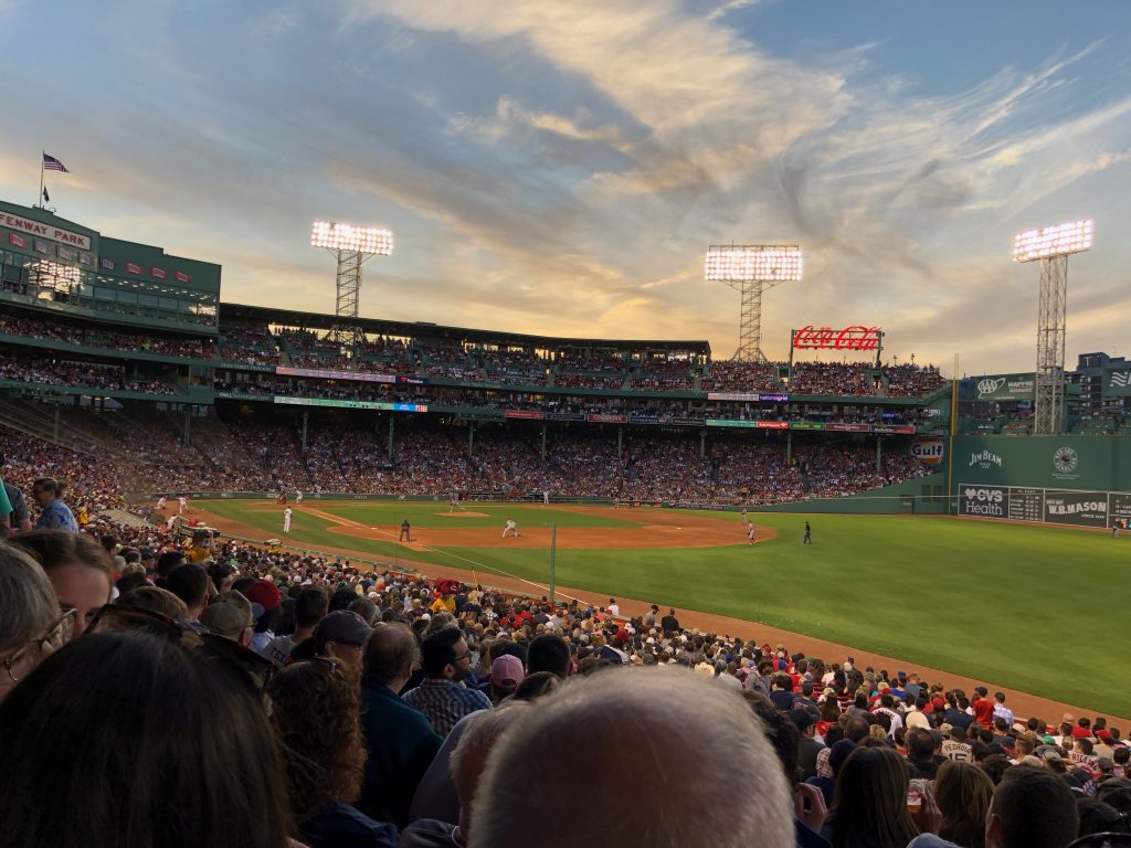 Red Sox game at dusk