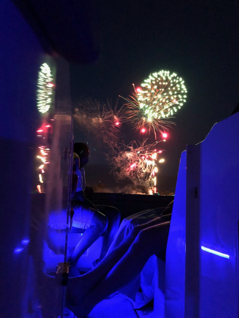 Fireworks on a boat