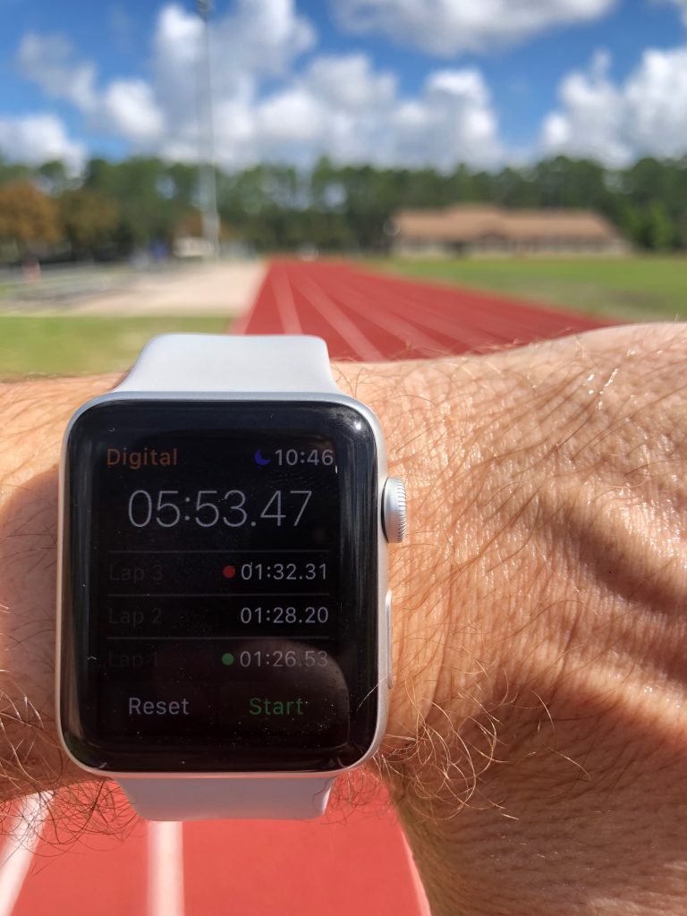 My six-minute mile time with 400m splits